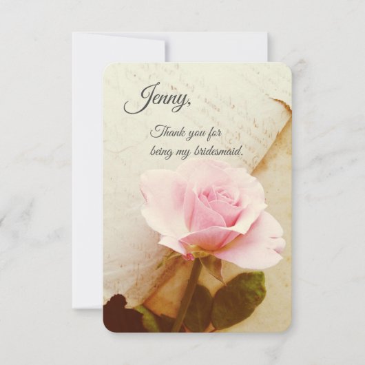 ヴィンテージブックページのバラ カード (正面)