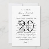 ヴィンテージブックペー結婚ジのテーブル番号 招待状 (正面)