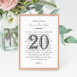 ヴィンテージブックペー結婚ジのテーブル番号 招待状