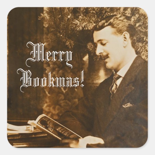 ヴィンテージブックマスクリスマススススクエアステッカー スクエアシール (正面)