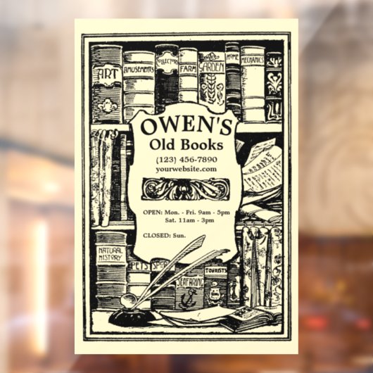 ヴィンテージブックライブラリブックストアテンプレート ウィンドウサイン (シート2)