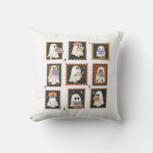 ヴィンテージブックワーム幽霊スタンプハロウィーン クッション (正面)