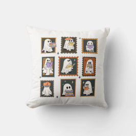 ヴィンテージブックワーム幽霊スタンプハロウィーン クッション