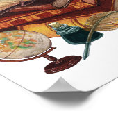 ヴィンテージブック、クイル、インク、グローブコラージュ ポスター (角)