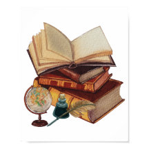 ヴィンテージブック、クイル、インク、グローブコラージュ