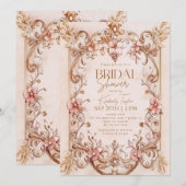 ヴィンテージブック ストーリーブック フラワーブライダルシャワー 招待状 (正面/裏面)