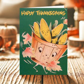 ヴィンテージブッシェルオブコーンハッピーサンクスギビング シーズンカード