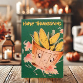 ヴィンテージブッシェルオブコーンハッピーサンクスギビング シーズンカード