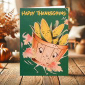 ヴィンテージブッシェルオブコーンハッピーサンクスギビング シーズンカード