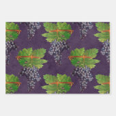 ヴィンテージブドウとつる植物オン紫 ラッピングペーパーシート (正面3)