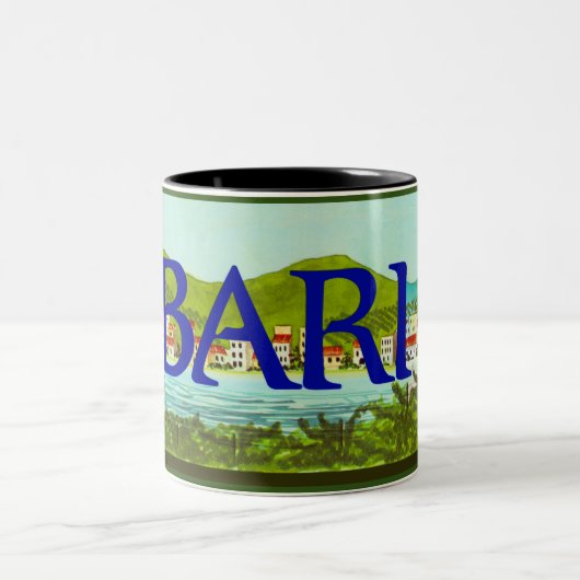 ヴィンテージブドウのレーベルBari Italy Mug ツートーンマグカップ (中央)
