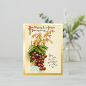 ヴィンテージブドウ収穫感謝祭 箔シーズンポストカード (立ち正面)