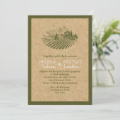 ヴィンテージブドウ園とコルクベージュ赤結婚ーズ 招待状 (スタンド正面)
