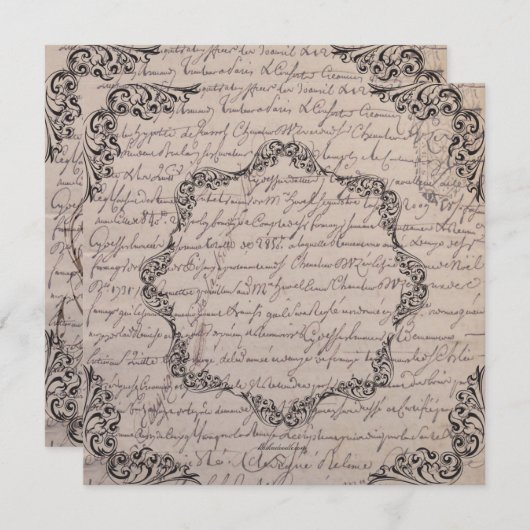 ヴィンテージブビクトリアンライダルシャワーの招待 招待状 (正面/裏面)