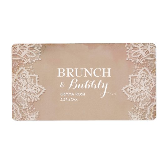 ヴィンテージブライダルまたはベビーシャワーミニシャンパンラベル ラベル (正面)