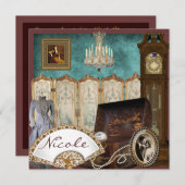 ヴィンテージブライダルシャワーの招待 招待状 (正面/裏面)