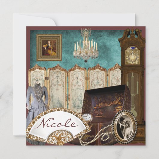 ヴィンテージブライダルシャワーの招待 招待状 (正面)