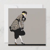 ヴィンテージブライダルシャワーアールデコヒョウ 招待状 (裏面)