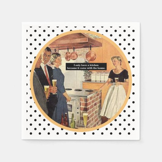 ヴィンテージブライダルシャワーキッチンカクテルおもしろい スタンダードカクテルナプキン (正面)