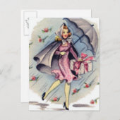 ヴィンテージブライダルシャワーゲスト インビテーションポストカード (正面/裏面)