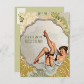 ヴィンテージブライダルシャワーティーパーティー保存日 案内ポストカード (正面/裏面)