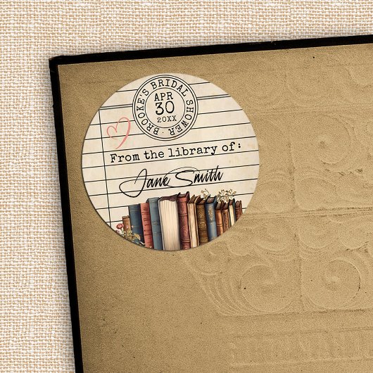 ヴィンテージブライダルシャワーフローラブックカバーシール ラウンドシール