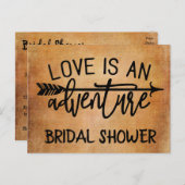 ヴィンテージブライダルシャワーブラウンボグランジホ結婚ズ インビテーションポストカード (正面/裏面)