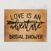 ヴィンテージブライダルシャワーブラウンボグランジホ結婚ズ インビテーションポストカード (正面)