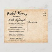 ヴィンテージブライダルシャワーラブハートブラウングランジ インビテーションポストカード (裏面)