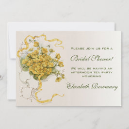 ヴィンテージブライダルシャワーヴィンテージイエローフラワーフローラ 招待状