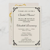 ヴィンテージブライダルシャワーヴィンテージイエローフラワーフローラ 招待状 (正面/裏面)