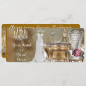 ヴィンテージブライダルシャワー招待フェイク壁紙 招待状 (正面/裏面)