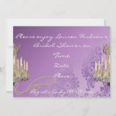 ヴィンテージブライダルシャワー招待ラベンダーダマスクW 招待状 (裏面)