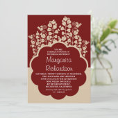 ヴィンテージブライダルシャワー招待状とハート開花 招待状 (スタンド正面)