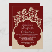 ヴィンテージブライダルシャワー招待状とハート開花 招待状 (正面/裏面)