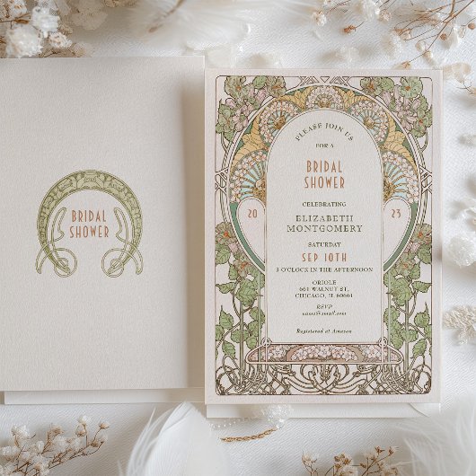 ヴィンテージブライダルシャワー招待状アールヌーボーデコ 招待状