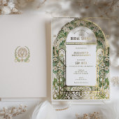 ヴィンテージブライダルシャワー招待状アールヌーボーデコ 箔招待状