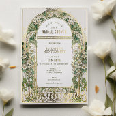 ヴィンテージブライダルシャワー招待状アールヌーボーデコ 箔招待状