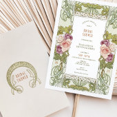ヴィンテージブライダルシャワー招待状アールヌーボーバラ 招待状