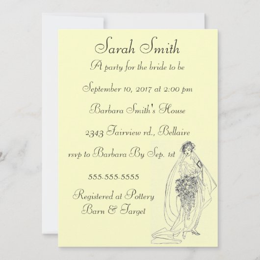 ヴィンテージブライダルシャワー招待状 招待状 (裏面)