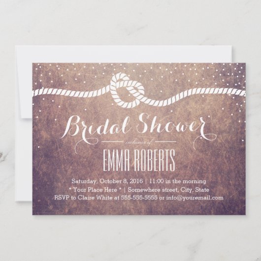 ヴィンテージブライダルシャワー紙吹雪の結び目 招待状 (正面)