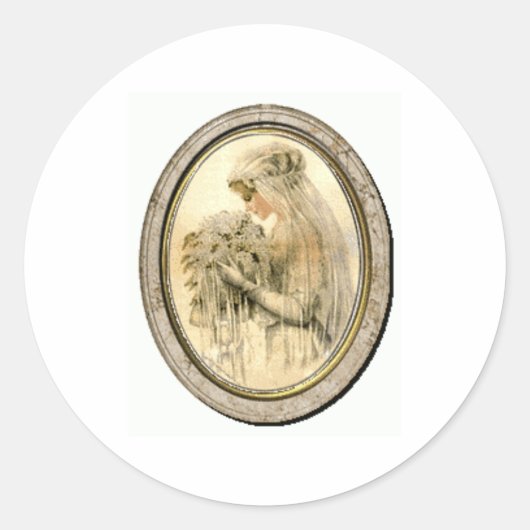 ヴィンテージブライダルシャワー花嫁シール ラウンドシール (正面)