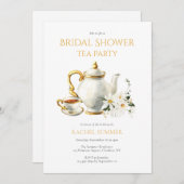 ヴィンテージブライダルシャワー茶パーティー 招待状 (正面/裏面)