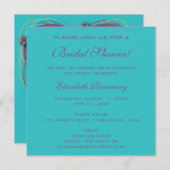 ヴィンテージブライダルシャワー、アクアラブハートツリー 招待状 (正面/裏面)