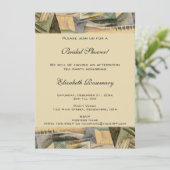 ヴィンテージブライダルシャワー、アーストーンカラー、キュービズム 招待状 (スタンド正面)