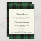 ヴィンテージブライダルシャワー、タータンチェックダビッドソンパターン 招待状 (正面/裏面)