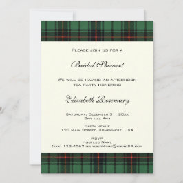 ヴィンテージブライダルシャワー、タータンチェックダビッドソンパターン 招待状