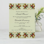 ヴィンテージブライダルシャワー、ハミングバードフローラ花 招待状 (スタンド正面)
