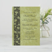 ヴィンテージブライダルシャワー、ビクトリアングレープつる植物葉 招待状 (スタンド正面)