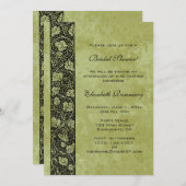 ヴィンテージブライダルシャワー、ビクトリアングレープつる植物葉 招待状 (正面/裏面)